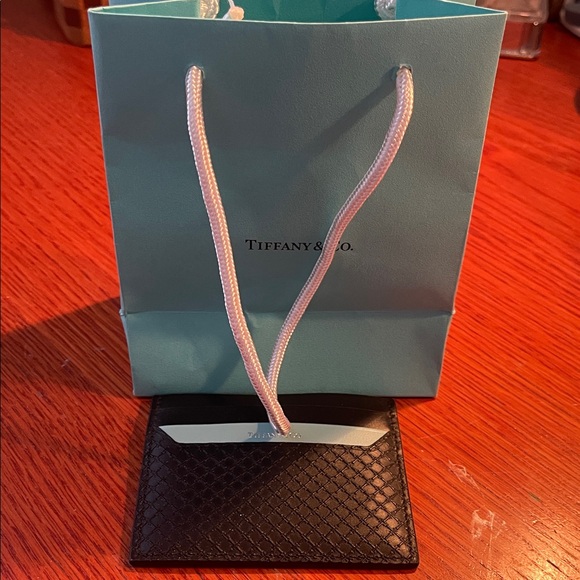 Tiffany & Co. T- Square Leather Card Case With Turquoise Bag - Picture 2 of 7